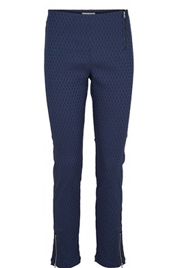 Bukser fra Soft B med vævet mønster i blå og sort
